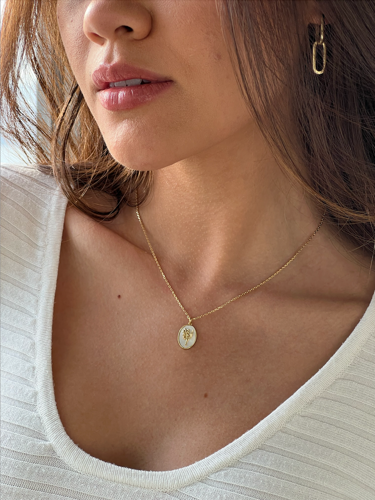 Lily of the Valley Birth Flower Dainty Necklace - May